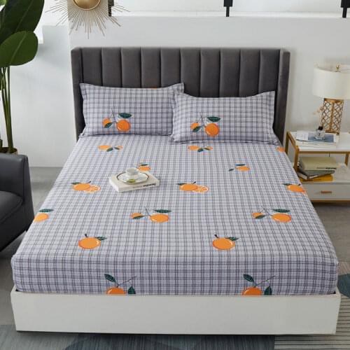 Pure Cotton Fitted Sheet One-Piece Mattress Cover Cartoon Cotton Bedspread Non-Slip Fixed Protective Dustproof Cover