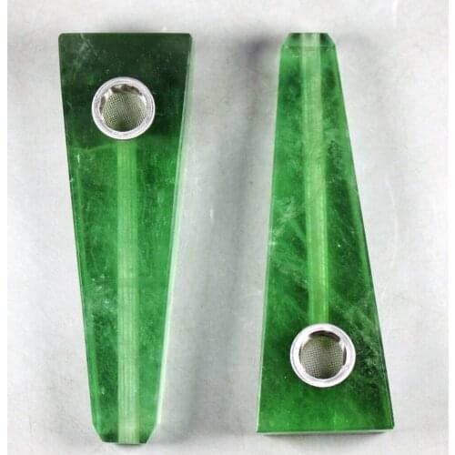 Drop shipping wholesale Natural Green Fluorite Stone tobacco stone pipe crystal bardian smoking pipe for sale