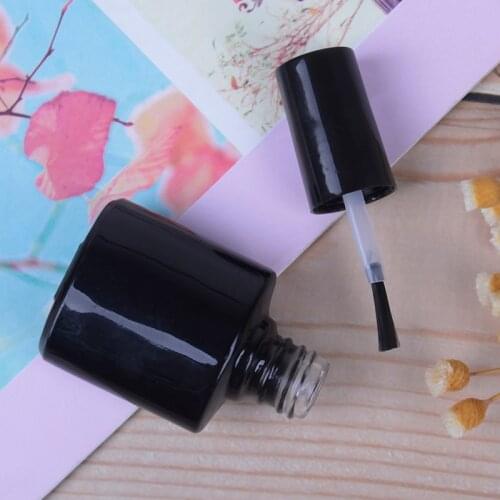 10ml Empty Containers Black Transparent Glass With A Lid Brush Nail Polish Bottle Nail Glass Bottles With Brush Cosmetic