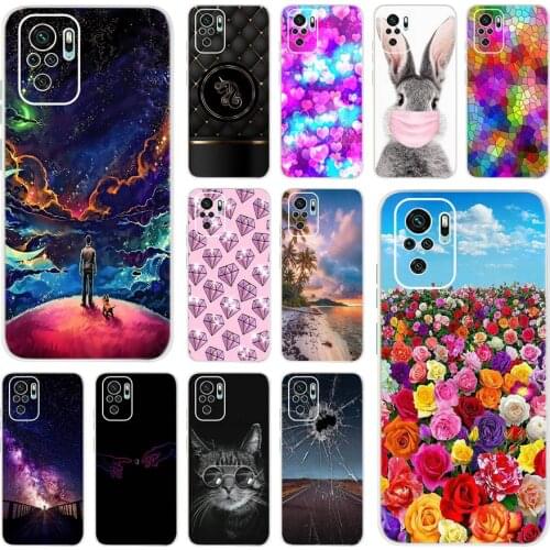 Silicone Case For Xiaomi Redmi Note 10 Flower Cover Soft Funda For Global Version Xiaomi Redmi Note 10 5G NFC Phone Case Note10
