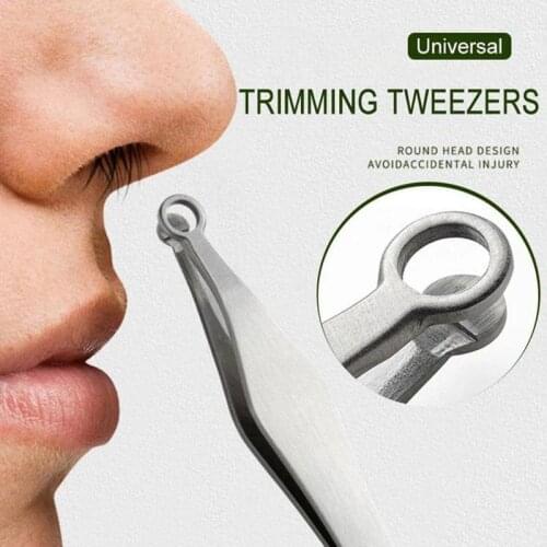 Universal Nose Hair Trimming Tweezers Round Tip Eyebrow Tweezer Perfectly Steel Nose Hair Removal Tweezers