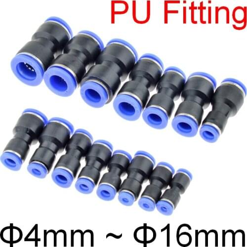 Air Pneumatic Fitting PU Tube OD 4mm 6mm 8mm 10mm 12mm 14mm 16mm Straight One Touch Water Hose Plastic Push In Quick Connector