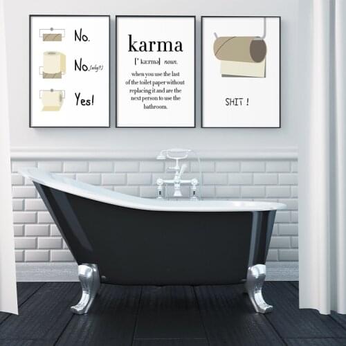Funny Bathroom Toilet Papers Sign Nordic Illustration Canvas Painting Print Art Poster Humour Picture Washroom Toilet Wall Decor