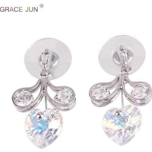 High Quality Import Crystal Heart Shape Stud Earrings for Women Charm Fashion Earrings Not Allergy