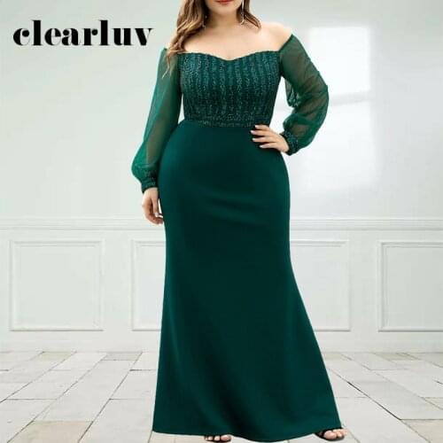 Green Mermaid Robe De Soiree DR1540 Off The Shoulder Evening Dresses Plus Size Special Occasion Gowns Backless Elegant Vestidos