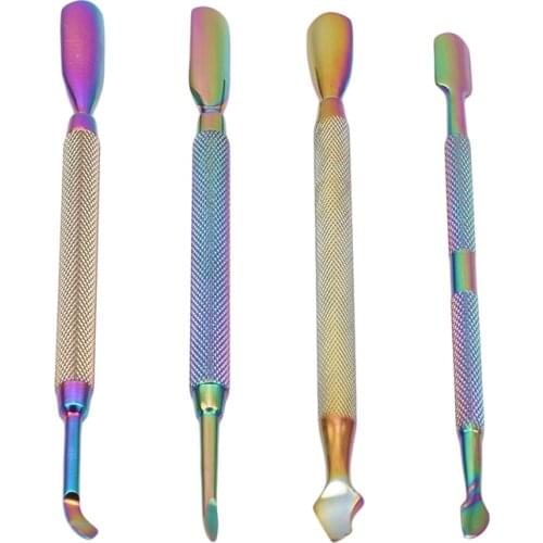 1Pc Rainbow Stainless Steel Dual-ended Chameleon Manicure Peeling Dead Skin Push Dead Skin Shovel4 Styles Callus Shaver Tool