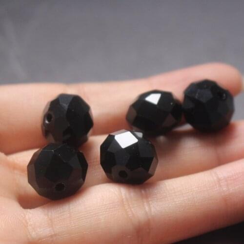 10Pcs/Lot 11*9mm 14mm*11mm Rondelle Faceted Glass Crystal Spacer Beads For Jewelry Making Black Color