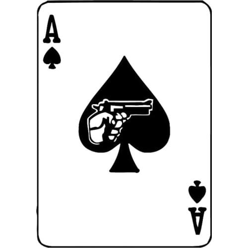 11.1cm*15.8cm Card Poker Ace Revolver Gambling Vinyl Car Sticker Black/Silver S3-5933