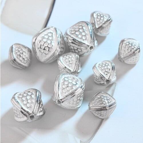 2Pc 10x9/14x13mm 925 Sterling Silver Spacer Beads Four Prismatic Pattern Spacer For Necklace Bracelet DIY Jewelry Makings 92541