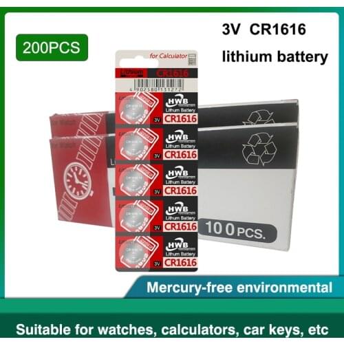 200Pcs/lot For maxell CR1616 DL1616 ECR1616 LM1616 1616 3V Lithium Batteries Cell Button Coin Battery Suitable Supports Watch