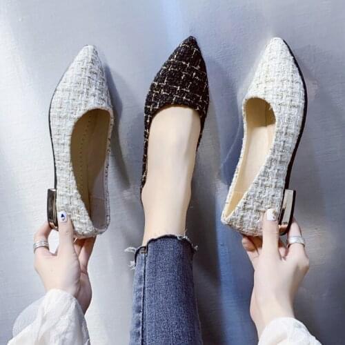 2020 Point Toe slip on Flat Shoe new Women Casual Plaid elegant Shoes comfortable Loafers Soft Nurse Ballerina Footwear U19-64