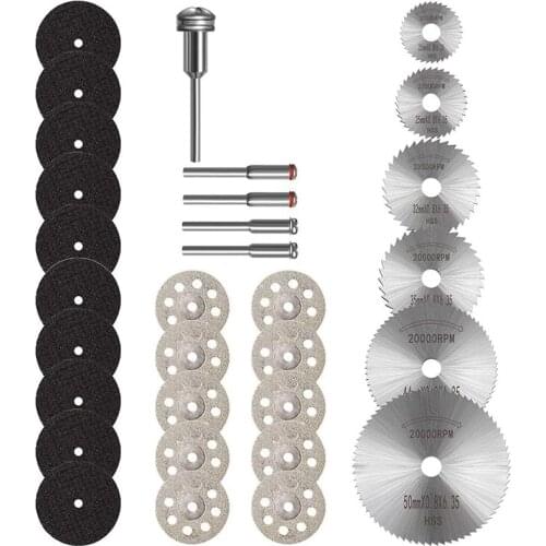 31Pcs Cutting Discs for Dremel Rotary Tool Diamond Cutting Wheel and HSS Circular Saw Blades and Resin Cutting Wheels