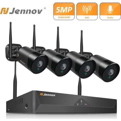 Einnov Video Surveillance 5MP Wireless CCTV Cameras Security System Kit IP Wifi Exterior Audio NVR Set Night Vision HD IR Cut