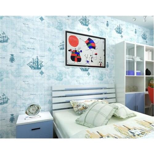 Beibehang Mediterranean Sailing Boys Room Bedroom World Map Sailing Office Restaurant Nonwoven papel de parede 3d Wallpaper