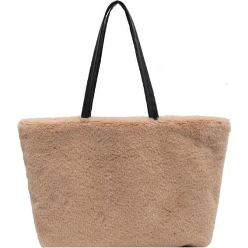 Free shipping Plush bag 2021 new fashion versatile large capacity womens portable shoulder bag HANDBAG