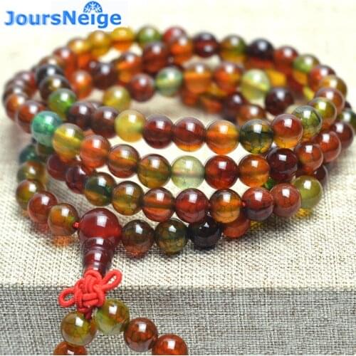 JoursNeige Natural Peacock Dragonic Stone Bracelets for Women 108 Beads 6mm Round Crystal Multilayer Fashion Jewelry