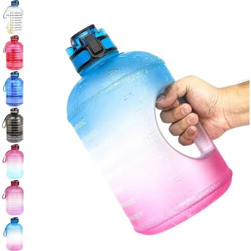 1PCS Gallon Water Bottle With Time Markings Filter Net Fruit Infuse BPA Free Motivational Sports Drink Jug