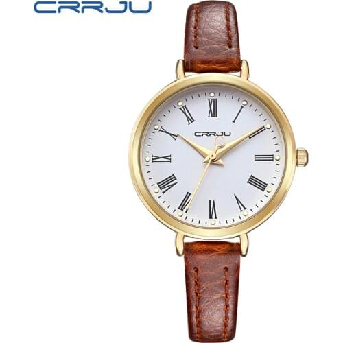 New Arrival CRRJU Luxury Brand Quartz Watch Women Small Round Dial Watches Ladies for Girl Fashion Quartz-watch Relojes Mujer