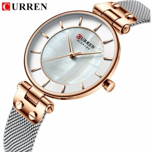 CURREN 9056 Beautiful Design Watches Women Fashion Casual Steel Mesh Wristwatch Ladies Watch Female Clock Womens Quartz Watch