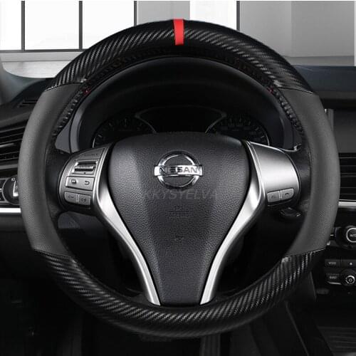 38CM Leather Steering Wheel Cover for Nissan Qashqai Juke Primera Versa Almera Terrano Kicks March Murano 350z Terrano NV200