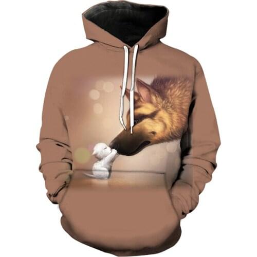 Mens Spring and Autumn Animal Wolf Print Hoodie 3D animal graphic hoodie Harajuku sweatshirt Undershirt with hood Streetwear