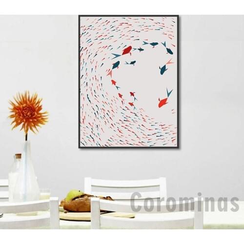 Chinese Style Home Decoration Canvas Painting Vintage Watercolor Koi Fish Animals Posters Print Wall Art Picture For Bedroom