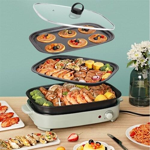 220V Electric Hot Pot Cooker Household Multifunctional Electric Hotpot Cake Baker Furnace Barbecue Grill Hot Pot Electric