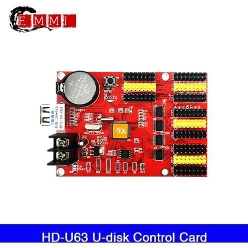 HD-U63 Usb-disk Port , Max 512x128 Pixels Single Color P4.75/P10 SMD Led Module Control Card