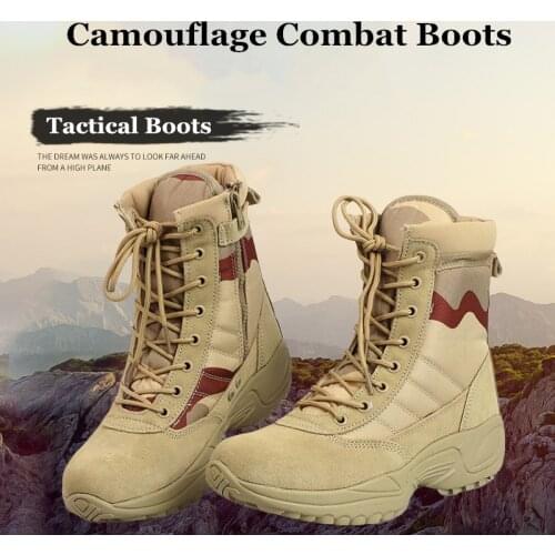 High-top Camouflage Tactical Boots Army Fan Field Desert Combat Training Military Boot Men Outdoor Non-slip Hiking Climbing Shoe