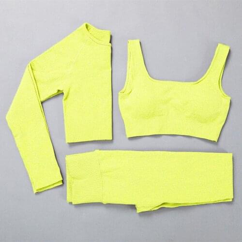 3 Piece Sets Workout Women’s Outfits Sexy Bra Gym Leggings Spring Fitness Set Vital Seamless Tracksuit Womens Clothing