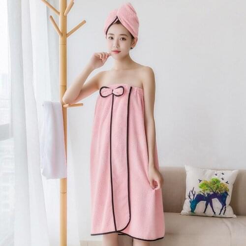 New Korean Version Three-Piece Suit Wearable Towels Bath Skirt Soft Absorbent Womens Dry Hair Cap Headband Bath Skirt Set