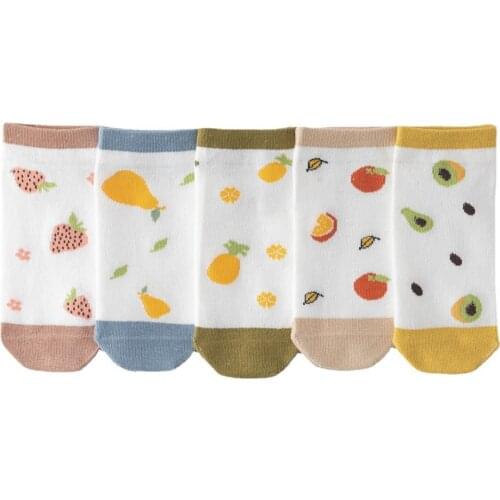 Summer Cartoon Fruit Cotton Socks Women White Spring Ankle Short Casual Cute Cat Heart Print Fashion Street Cute Funny Socks Sox