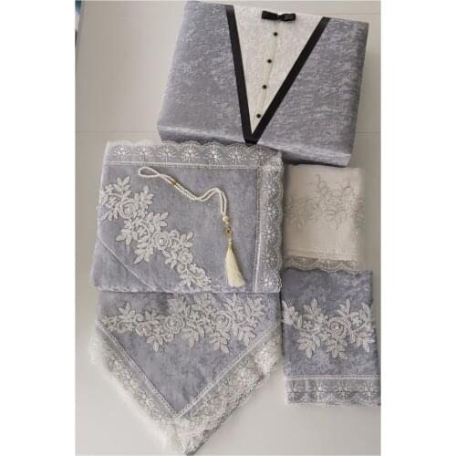 Groom Figured Velvet Prayer Rug Set 6 Piece Laced Bundle Set 70x120cm Great Quality Gift for Him for Men Made in Turkey