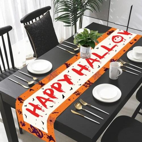 180x35cm Halloween Cartoon Table Runner Trick Or Treat Party Pumpkin Happy Halloween Party Decor For Home Dining Coffee Table
