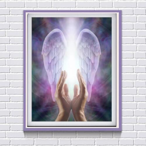 New Full Round /Square Diamond Embroidery Cat 5D DIY Diamond Painting "Praying &Angel Wings" 3D Diamond Mosaic Wall Decor FG1286