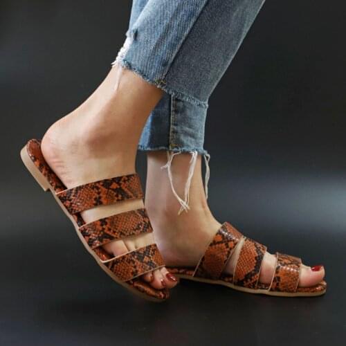 IN 2020 Snakeskin Women Slipper Summer Open Toe Platform Slide Ladies Fashion Hollow Light Slip On Wedge Sandals Woman Shoes