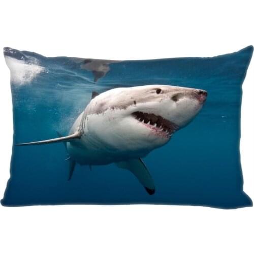 New Shark Pillowcase Satin Fabric Bright Smooth Rectangle Zipper Pillow Cases Home Wedding Decorative For Friend Gift