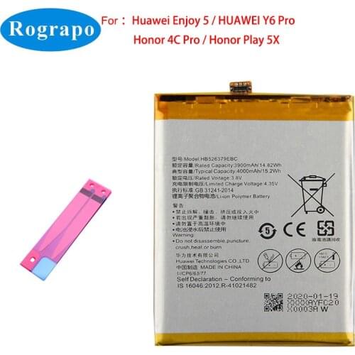 4000mAh HB526379EBC Mobile Phone Replacement Battery For Huawei Ascend Enjoy 5 Enjoy5 TIT-AL00 CL10 / Honor Holly 2 Plus