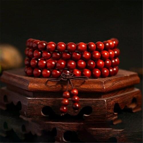Wholesale 10 Pcs Natural Zambia Lobular Rosewood Hand-strings Blood Sandalwood Buddhist 108 Prayer Mala for Fashion Men Jewelry