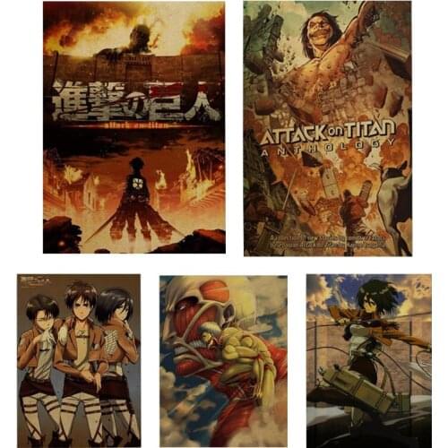 New Attack on Titan Anime Posters Kraft Paper Prints Clear Image Room Bar Home Room Art Print Wall Stickers Decorative Paintings