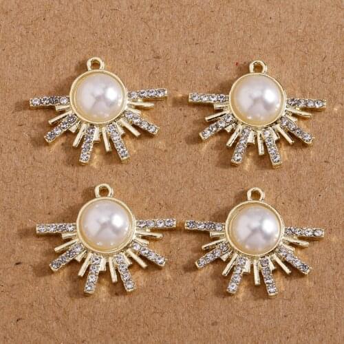 4pcs 20*15mm Crystal Sun Charms for Jewelry Making Fashion Necklaces Earrings Pendants Handmade Jewelry Findings Accessories