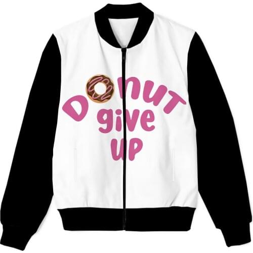 REAL American SIZE Donut Give Up - You got this! Sublimation Print Zipper Up Jacket Plus SIze 4XL 5XL 6XL