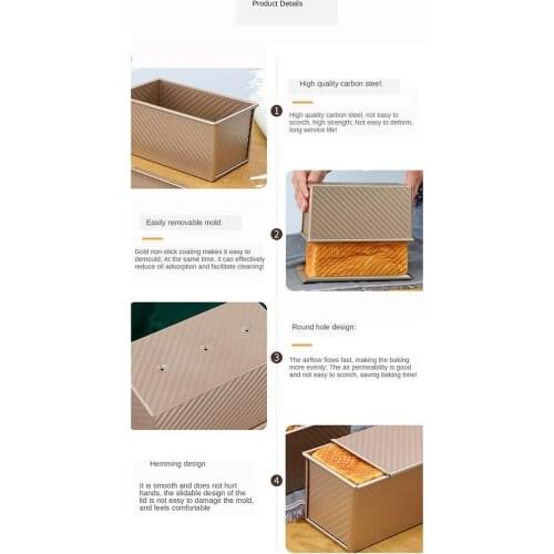 Aluminum Alloy Non-sticky Rectangular Cake Bread Toast Baking Mold Baking Box