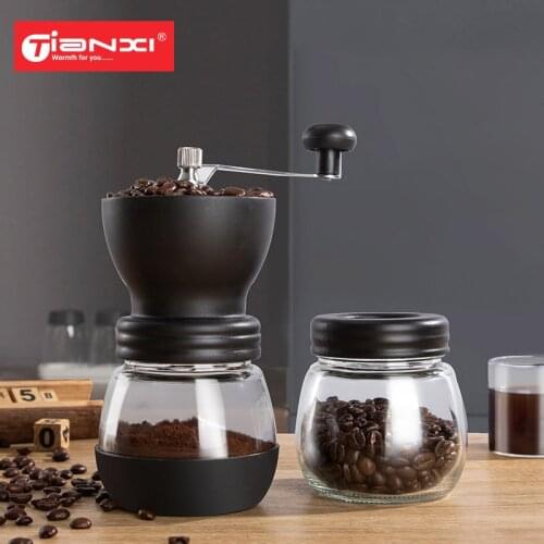 TIANXI Manual Ceramic Coffee Grinder Stainless steel Burr Grinder Portable Mini Coffee milling machine