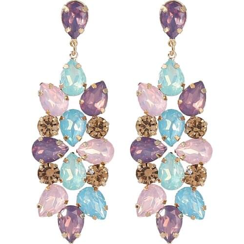 New 4Colors Crystal Drop Dangle Earrings For Women Fashion Jewelry Trendy Girls' Daily Statement Earrings Accessory