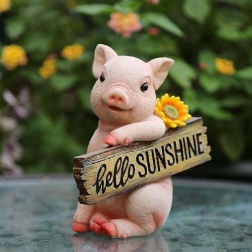 Nordic Ins Creative Resin Piggy Sculpture Ornaments Home Entrance Outdoor Courtyard Micro Landscape Craft Miniature Garden Decor