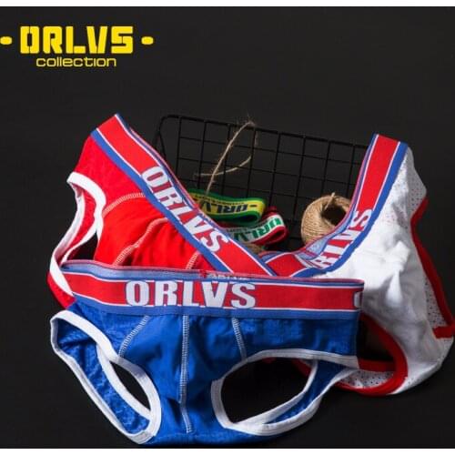 Orlvs low waist mens thong sexy back air breathing t-pants fun double thong mens or203