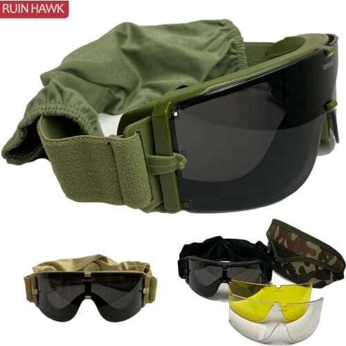 Tactical Sunglasses Military Airsoft Glasses Paintball Shooting Goggles Outdoor Army Mens Glasses 3 Lens