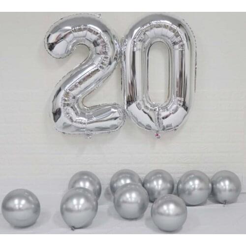 32inch Happy 20th 21st Aluminum Foil Number Balloon Rose Gold Silver Metallic Mens Womens Birthday Party Balloon Decoration