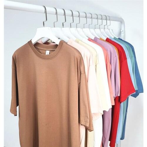 Pure cotton round collar T-shirt male big yards loose pure color T-shirt